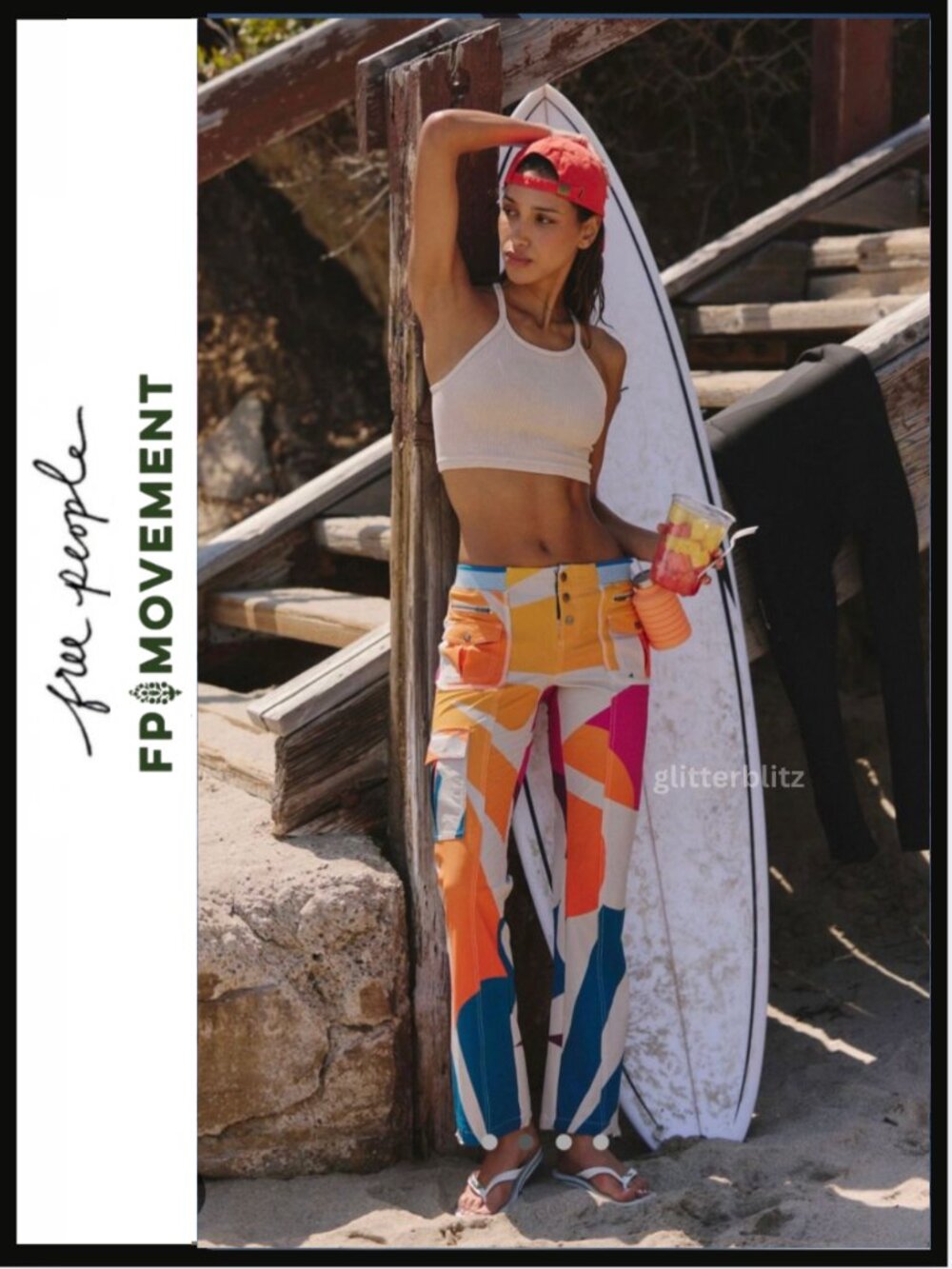 Free People Cascade Printed Flares Surf Rays NWT XS